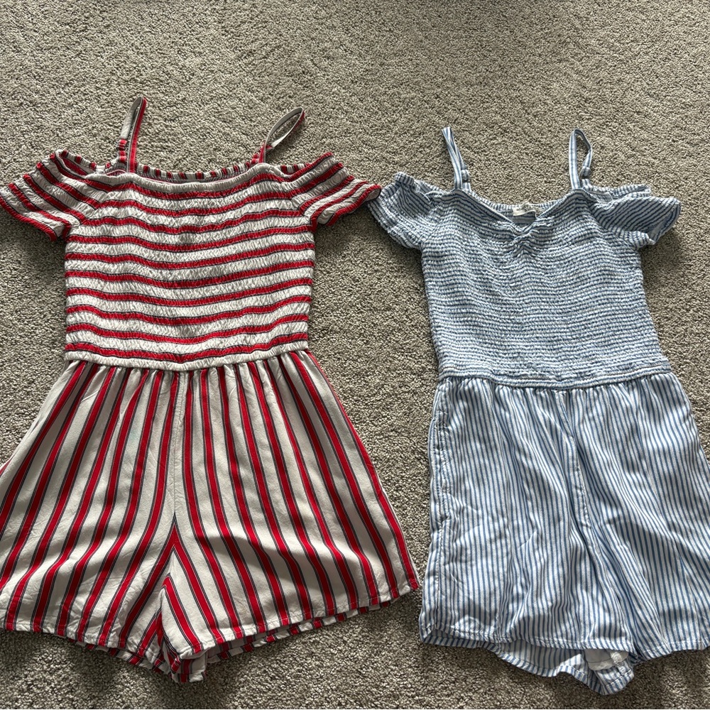 Abercrombie Kids Red and Blue Jumpsuits Stylish Summer Bottoms